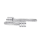 Silver Chain + Silver Buckle Metal Threaded Round Men's Bracelet