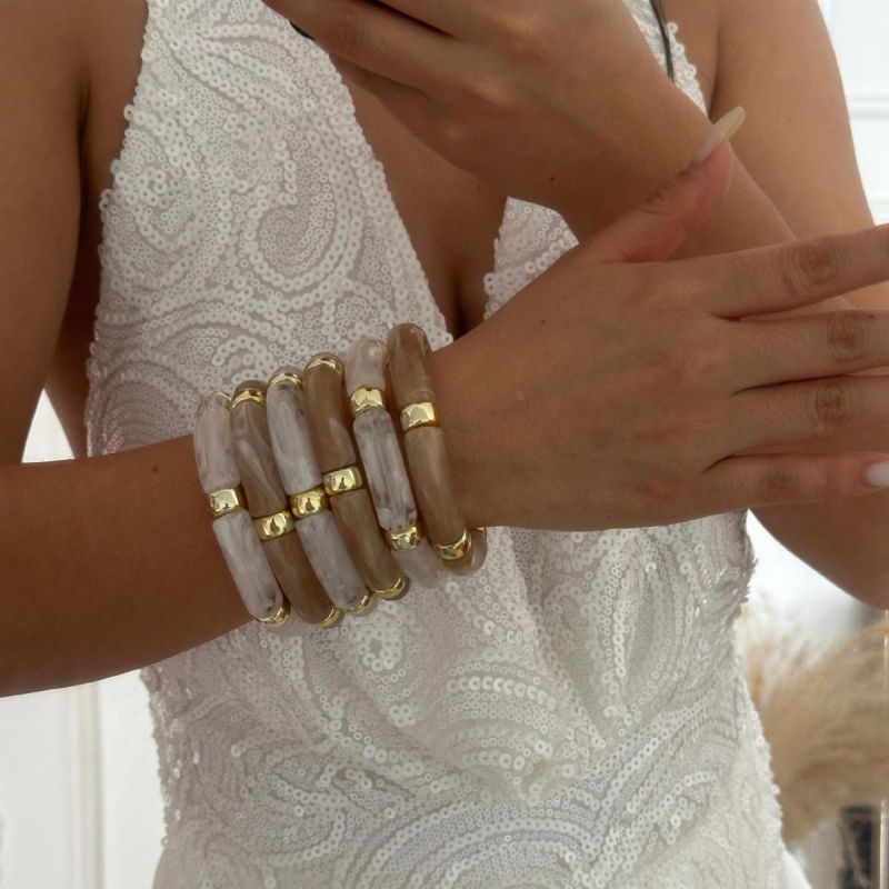 Ice Crystal White Multi-layer Bamboo Bracelet