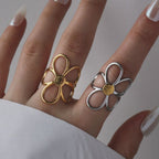 Ring 5# Stainless Steel Flower Ring