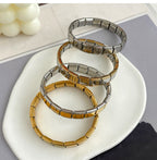 Gold And Silver 1 Titanium Steel Square Module Bracelet