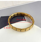 Gold And Silver 1 Titanium Steel Square Module Bracelet