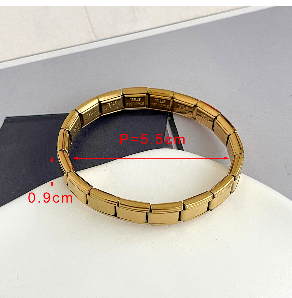 Gold And Silver 1 Titanium Steel Square Module Bracelet