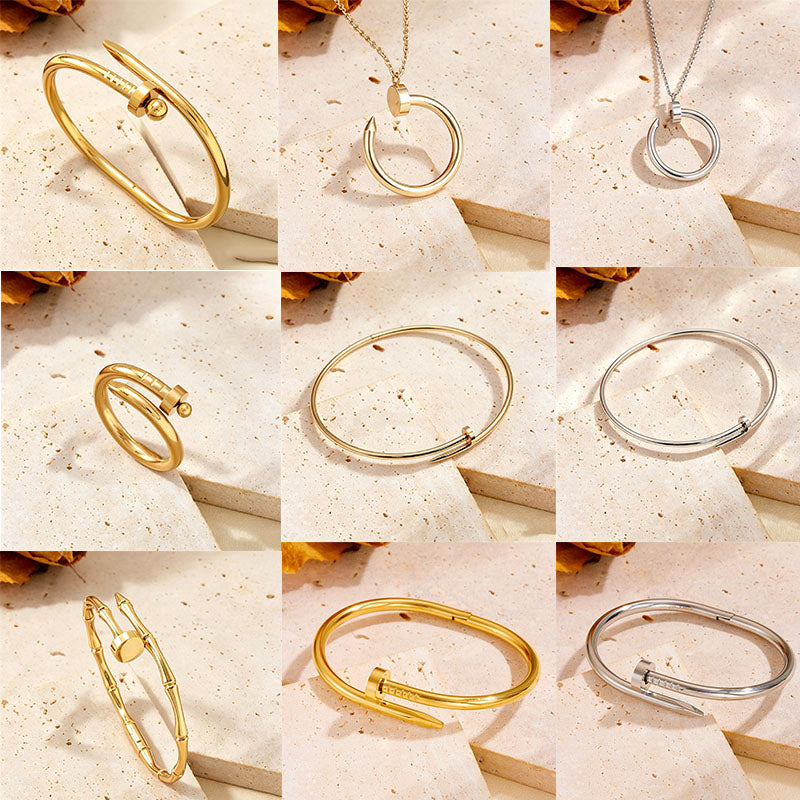 Diamond Gold Nail Bracelet R803 Titanium Steel Nail Bracelet