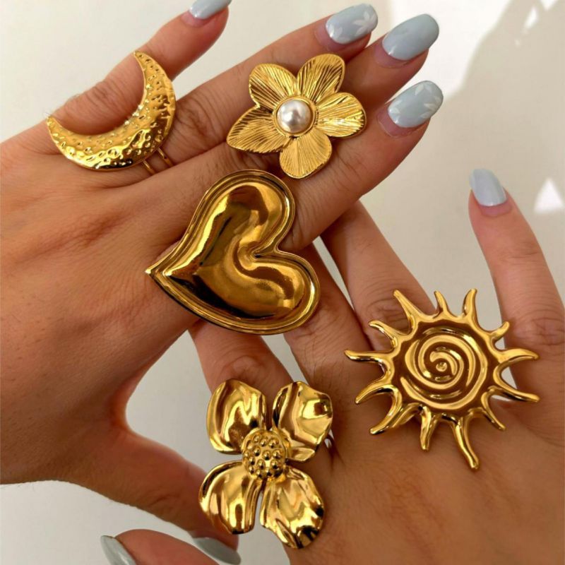 Golden Moon Ring Stainless Steel Moon Ring