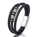 Black Leather Multi-layer Braided Men's Bracelet
