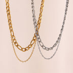 Double Layer Necklace-gold Stainless Steel Double Chain Necklace