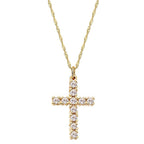 Gold Stainless Steel Diamond Cross Necklace