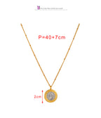 Gold And Silver 2 Titanium Steel Round Portrait Colorblock Necklace