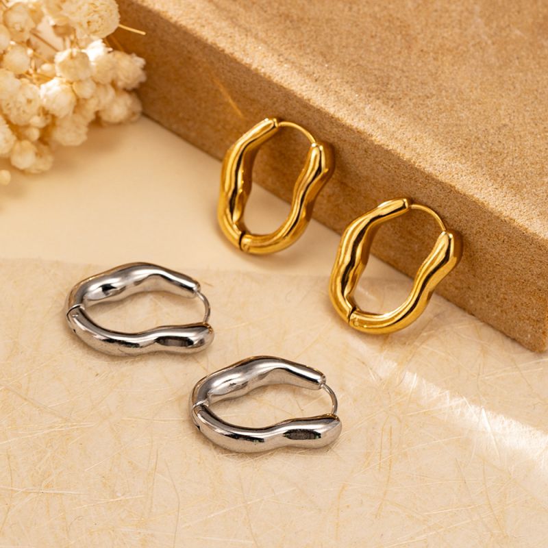 Gold Stainless Steel Irregular Earrings