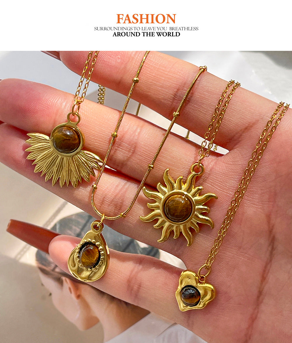 Gold 1 Titanium Steel And Resin Flower Necklace