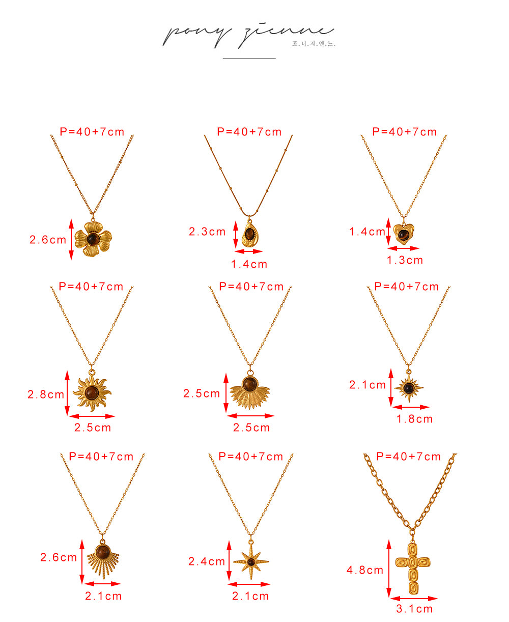 Gold 1 Titanium Steel And Resin Flower Necklace