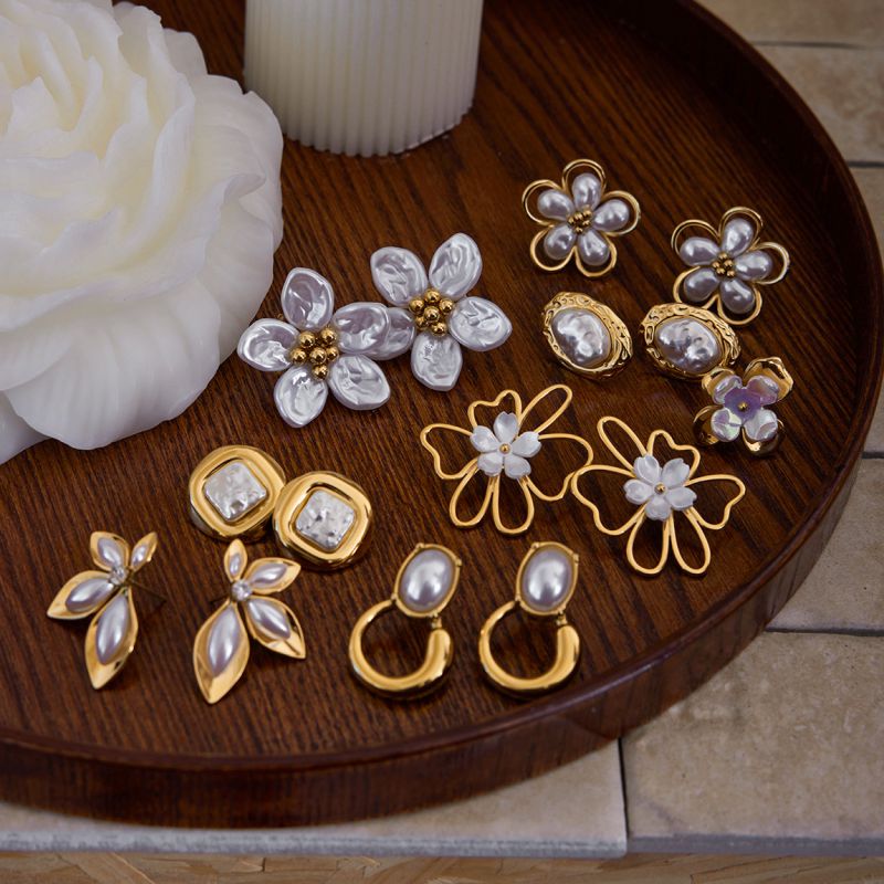 Earrings 3# Stainless Steel Petal Earrings