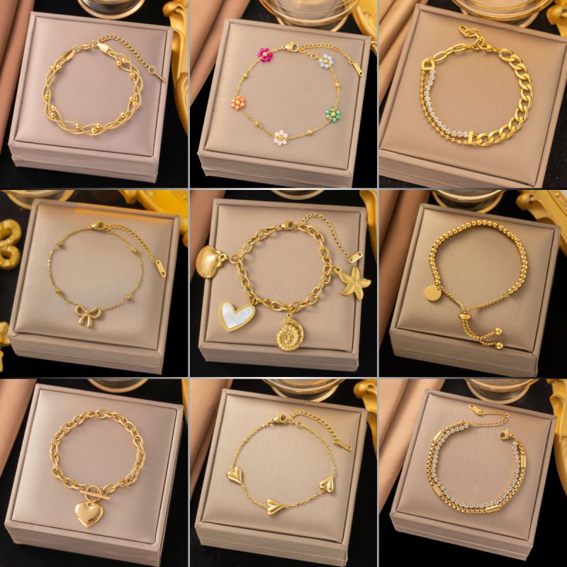 Knotted Snake Bone Chain Bracelet Gold Titanium Steel Knotted Snake Bone Chain Bracelet
