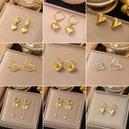 Gold Heart Hoop Earrings 304 Stainless Steel Heart Earrings