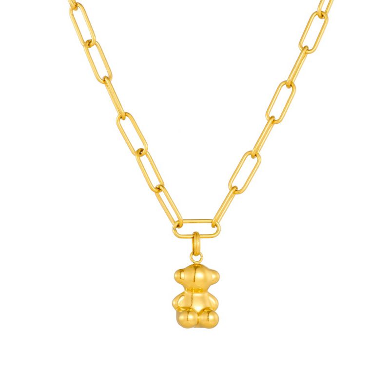 Steel Necklace Titanium Steel Bear Necklace