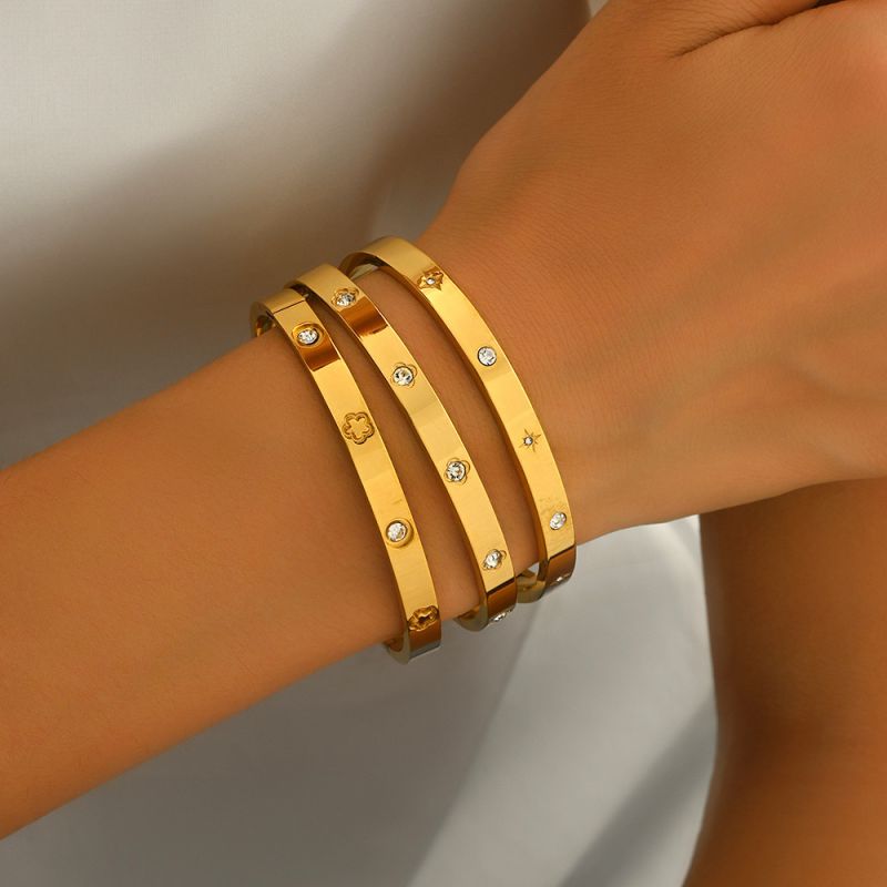 Bracelet 90# Stainless Steel Diamond Heart Bracelet