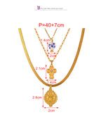 Gold 1 Titanium Steel Pattern Heart Snake Bone Chain Necklace