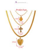 Gold 1 Titanium Steel Sawtooth Heart Snake Bone Chain Necklace