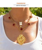 Gold 1 Titanium Steel Irregular Heart Eye Necklace