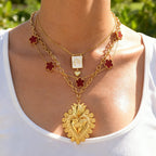 Gold 1 Titanium Steel Irregular Heart Eye Necklace