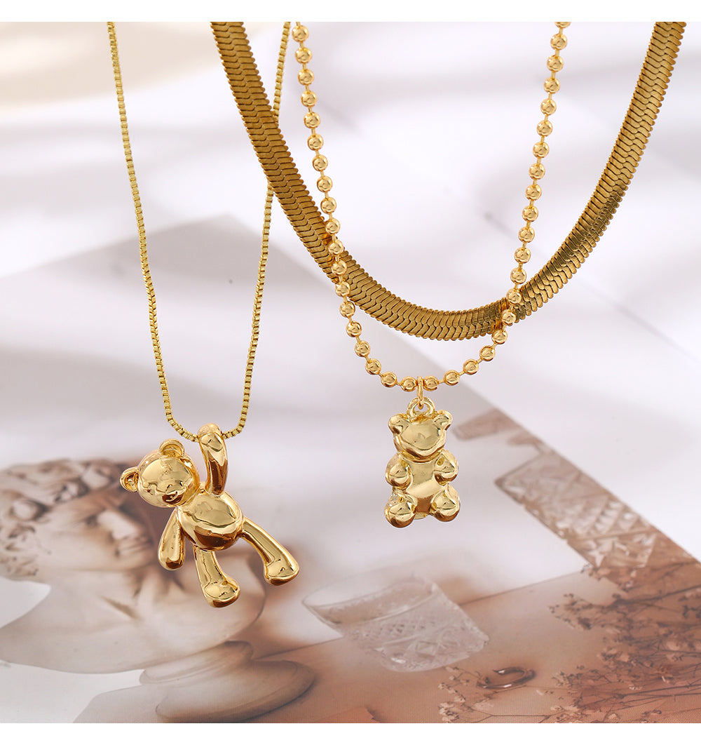 Gold 3 Titanium Steel Snake Bone Chain Necklace