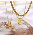 Gold 3 Titanium Steel Snake Bone Chain Necklace