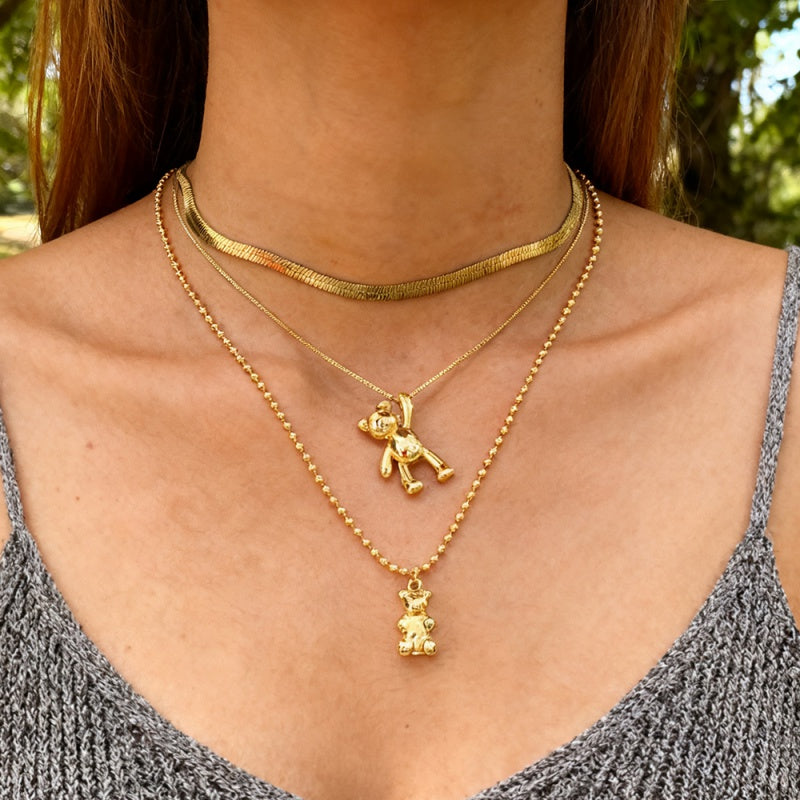 Gold 3 Titanium Steel Snake Bone Chain Necklace