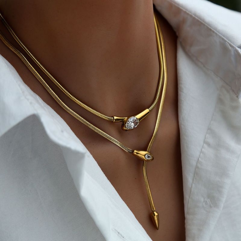 Necklace 1 304 Stainless Steel Diamond Snake Necklace