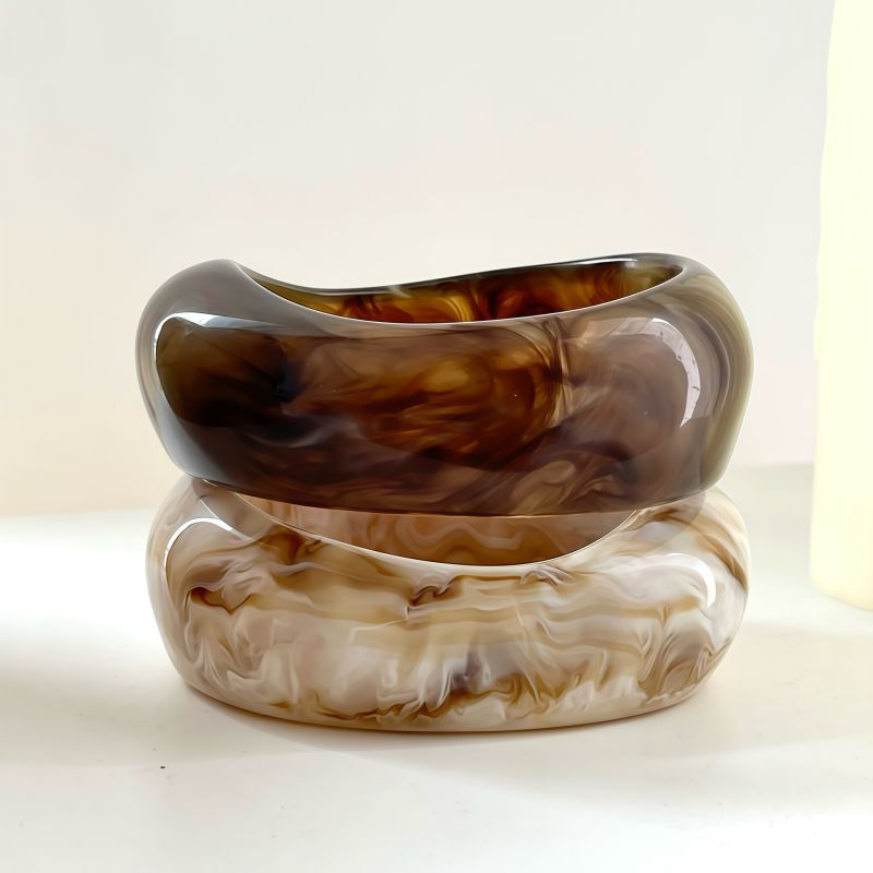 Dark Brown Brushed Irregular Resin Bracelet