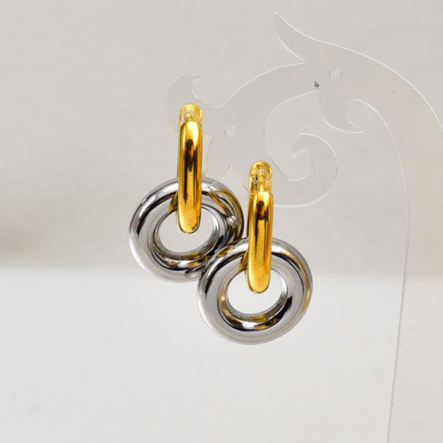 Color Separation Stainless Steel Hoop Earrings