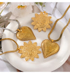 Gold 1 Titanium Steel Sun Face Snake Bone Chain Necklace
