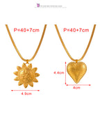 Gold 1 Titanium Steel Sun Face Snake Bone Chain Necklace