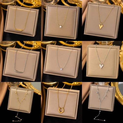 8mm Round Bead Necklace In Gold Titanium Steel Bead Necklace