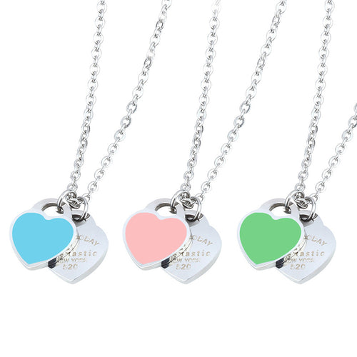 Blue Heart - Gold Stainless Steel Heart Necklace