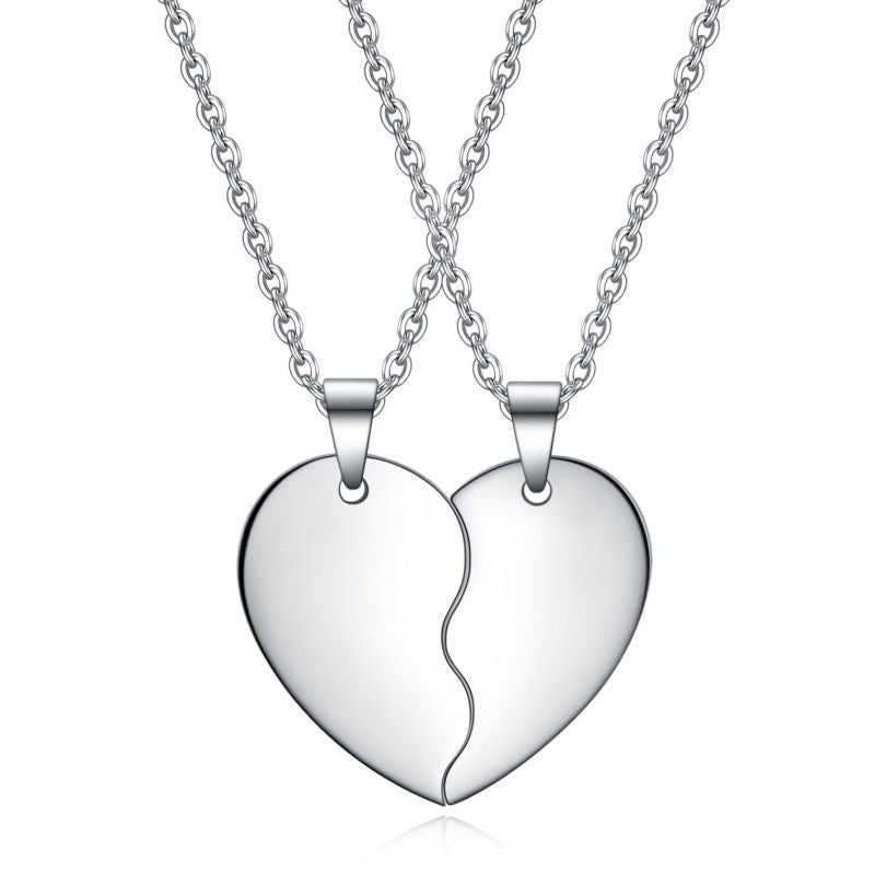Set Titanium Steel Heart Necklace