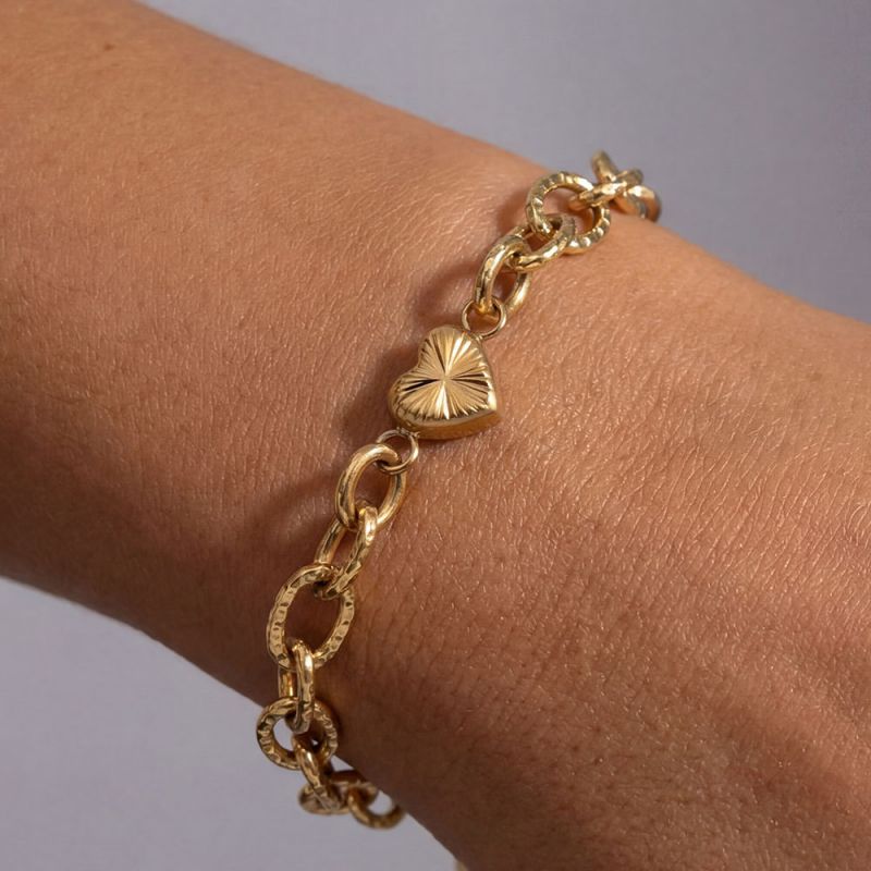 Gold Stainless Steel Heart Bracelet