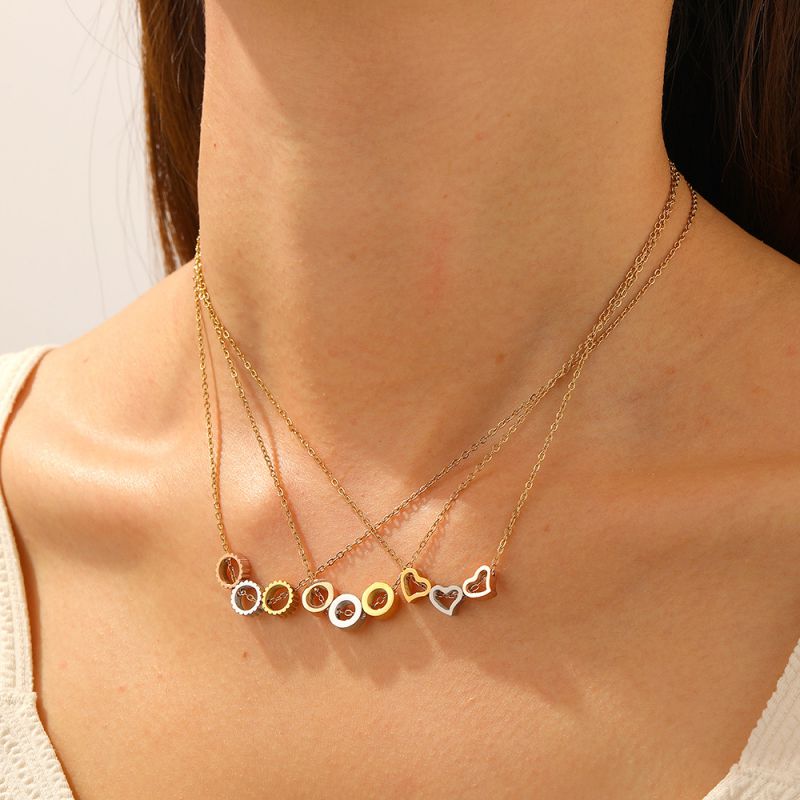Golden Heart Necklace Stainless Steel Openwork Heart Necklace
