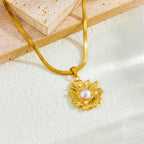 Gold Stainless Steel Flower Necklace