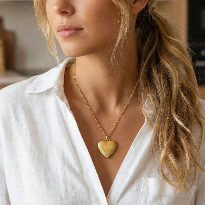 Gold Stainless Steel Heart Necklace