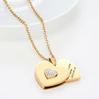 Golden Heart Necklace Stainless steel heart-shaped necklace with custom engraving