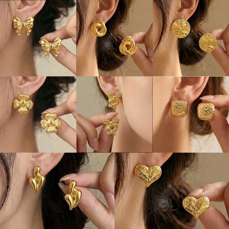 Earrings6# Stainless Steel Heart-shaped Earrings