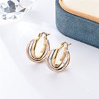 Two-tone Stainless Steel Round Earrings