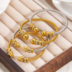 Two-tone Titanium Steel Diamond-encrusted Round Bracelet
