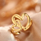 Gold Stainless Steel Heart Ring