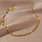 Silver Stainless Steel Gold-plated Water Wave Chain Bracelet