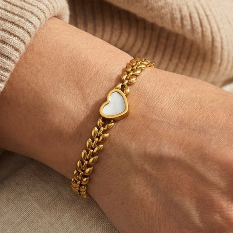 Gold Stainless Steel Heart Bracelet