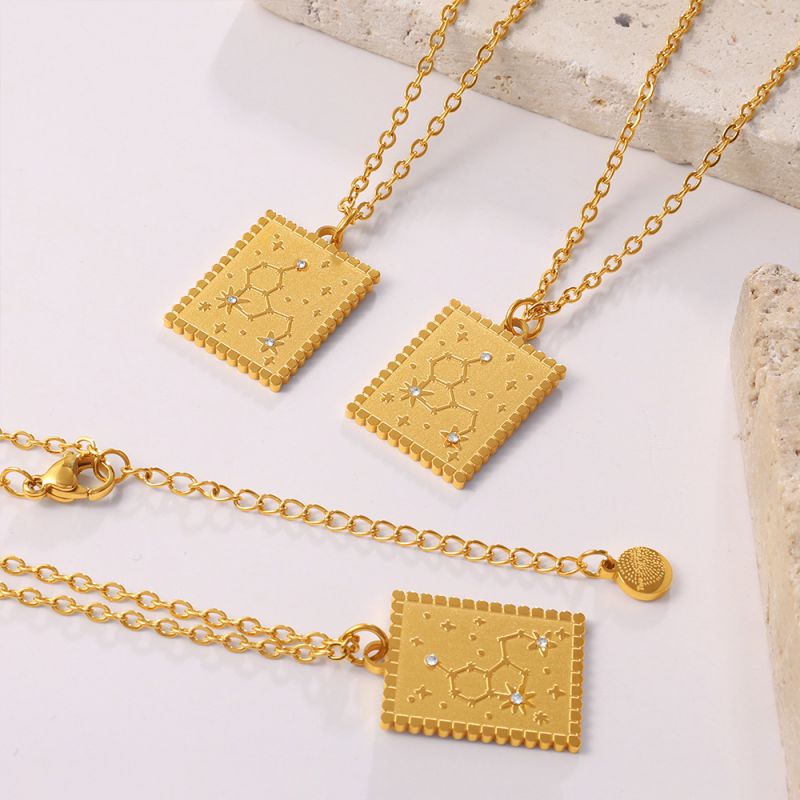 Love Stainless Steel Heart Square Necklace