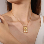 Love Stainless Steel Heart Square Necklace