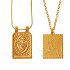 Love Stainless Steel Heart Square Necklace