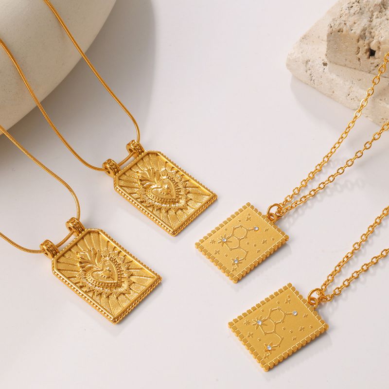 Love Stainless Steel Heart Square Necklace